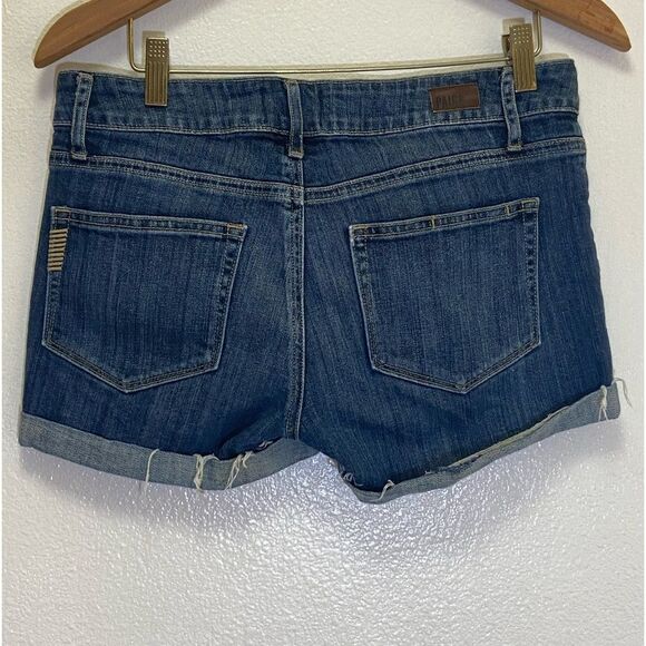 PAIGE - Lightly Distressed Cuffed Hem Denim Jean Shorts - Women’s size 25 - Picture 2 of 12